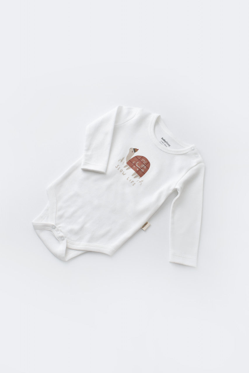 Set 3 piese Broscuta cu body, pantalonasi si vestuta din 80%bumbac organic si 20% poliester - , BabyCosy